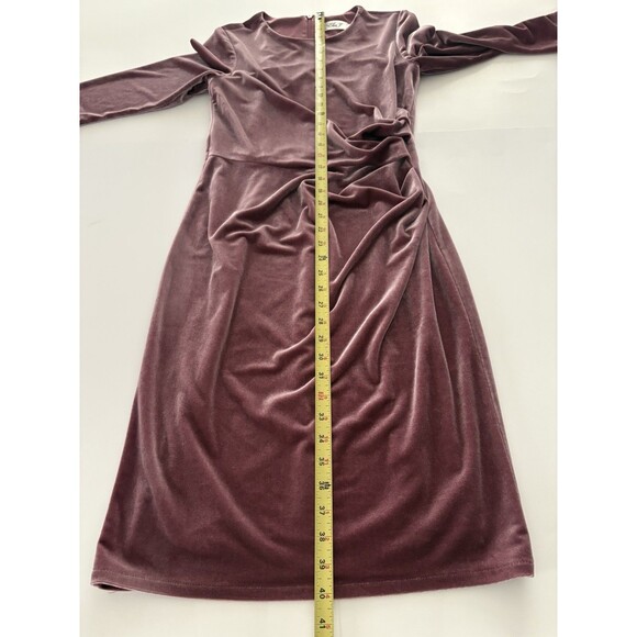 Eliza J Velvet Dress Sz 8 Pink Rose Ruched Sheath Party Cocktail Wedding - Picture 7 of 16